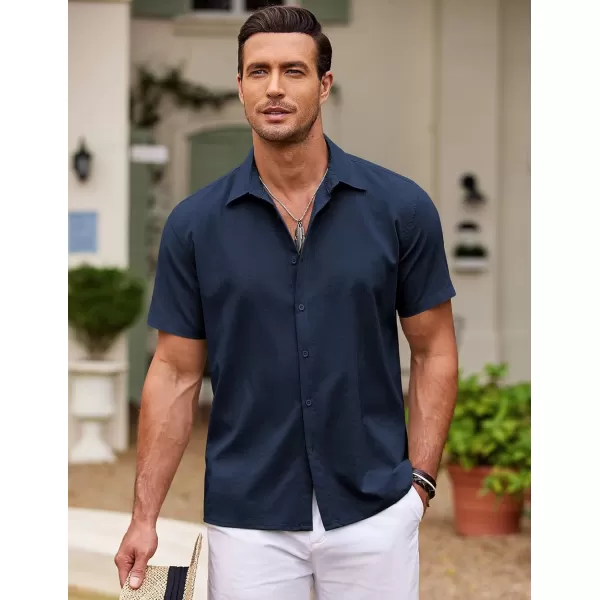COOFANDY Men's Cuban Guayabera Shirt Short Sleeve Button Down Shirts Casual Summer Beach Shirts