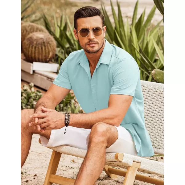 COOFANDY Men's Cuban Guayabera Shirt Short Sleeve Button Down Shirts Casual Summer Beach Shirts
