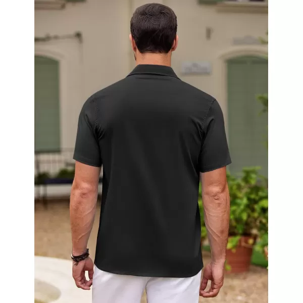 COOFANDY Men's Cuban Guayabera Shirt Short Sleeve Button Down Shirts Casual Summer Beach Shirts