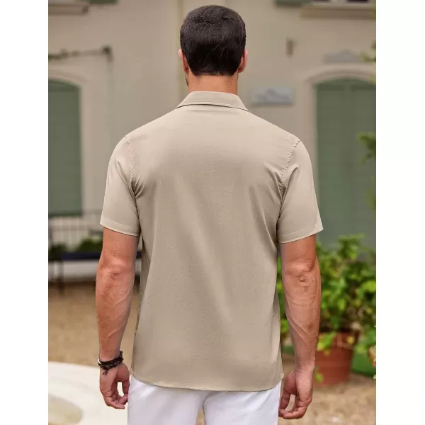 COOFANDY Men's Cuban Guayabera Shirt Short Sleeve Button Down Shirts Casual Summer Beach Shirts
