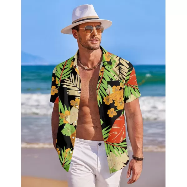 COOFANDY Mens Hawaiian Shirt Short Sleeve Button Down Shirts Tropical Summer Beach Shirts Casual Floral Aloha Shirts