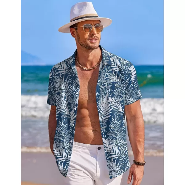 COOFANDY Mens Hawaiian Shirt Short Sleeve Button Down Shirts Tropical Summer Beach Shirts Casual Floral Aloha Shirts