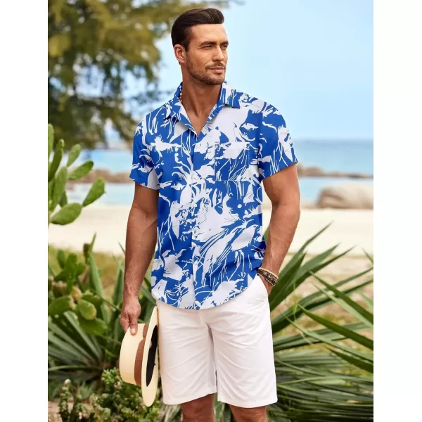 COOFANDY Mens Hawaiian Shirt Short Sleeve Button Down Shirts Tropical Summer Beach Shirts Casual Floral Aloha Shirts