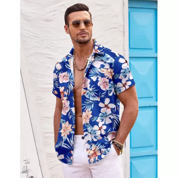 COOFANDY Mens Hawaiian Shirt Short Sleeve Button Down Shirts Tropical Summer Beach Shirts Casual Floral Aloha Shirts