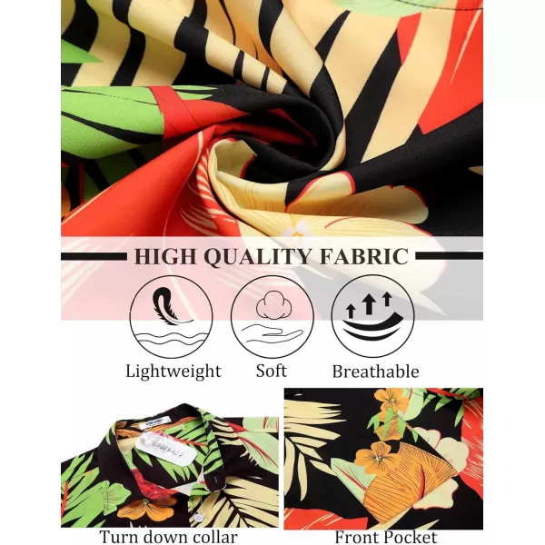 COOFANDY Mens Hawaiian Shirt Short Sleeve Button Down Shirts Tropical Summer Beach Shirts Casual Floral Aloha Shirts