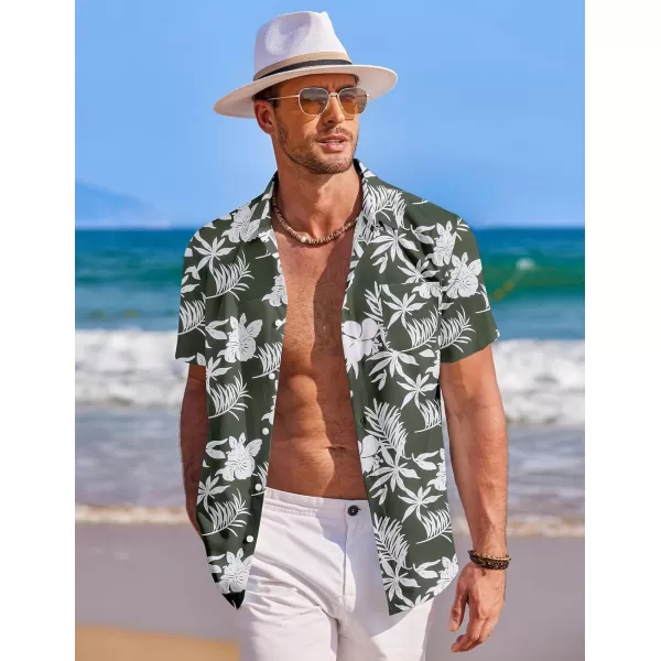 COOFANDY Mens Hawaiian Shirt Short Sleeve Button Down Shirts Tropical Summer Beach Shirts Casual Floral Aloha Shirts