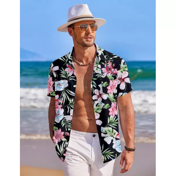 COOFANDY Mens Hawaiian Shirt Short Sleeve Button Down Shirts Tropical Summer Beach Shirts Casual Floral Aloha Shirts