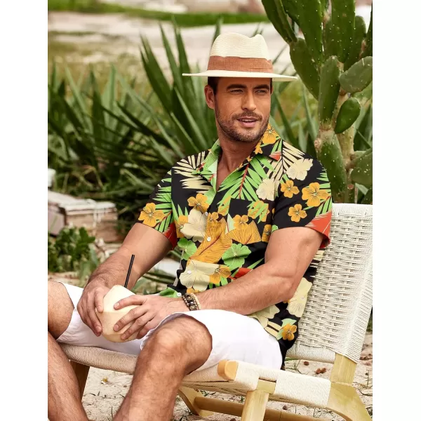 COOFANDY Mens Hawaiian Shirt Short Sleeve Button Down Shirts Tropical Summer Beach Shirts Casual Floral Aloha Shirts