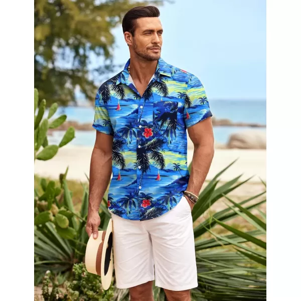COOFANDY Mens Hawaiian Shirt Short Sleeve Button Down Shirts Tropical Summer Beach Shirts Casual Floral Aloha Shirts