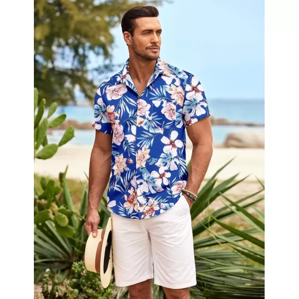 COOFANDY Mens Hawaiian Shirt Short Sleeve Button Down Shirts Tropical Summer Beach Shirts Casual Floral Aloha Shirts