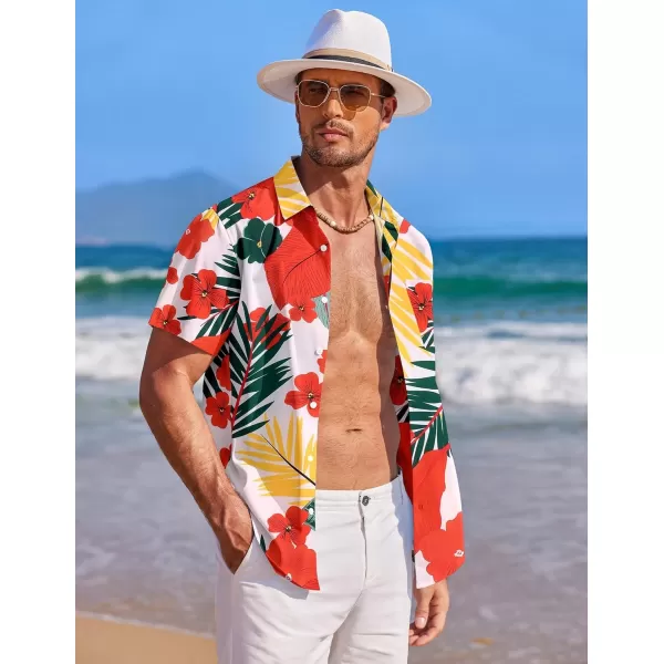 COOFANDY Mens Hawaiian Shirt Short Sleeve Button Down Shirts Tropical Summer Beach Shirts Casual Floral Aloha Shirts