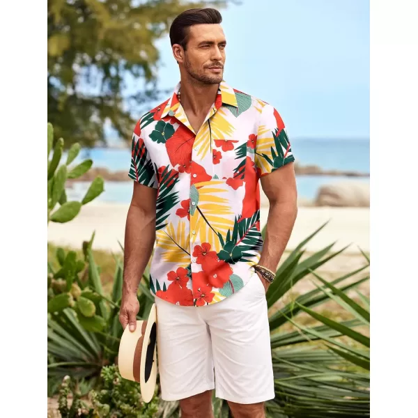 COOFANDY Mens Hawaiian Shirt Short Sleeve Button Down Shirts Tropical Summer Beach Shirts Casual Floral Aloha Shirts