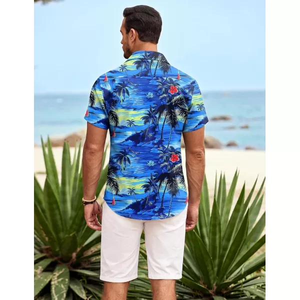 COOFANDY Mens Hawaiian Shirt Short Sleeve Button Down Shirts Tropical Summer Beach Shirts Casual Floral Aloha Shirts