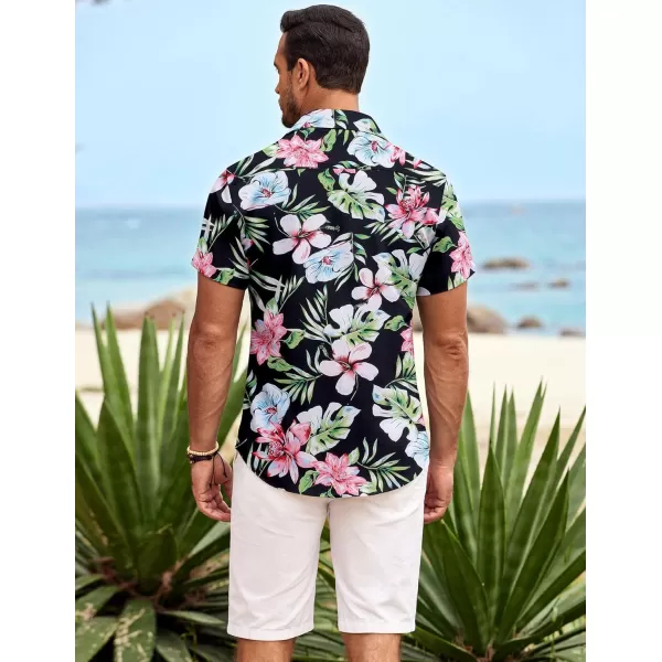COOFANDY Mens Hawaiian Shirt Short Sleeve Button Down Shirts Tropical Summer Beach Shirts Casual Floral Aloha Shirts