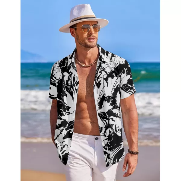 COOFANDY Mens Hawaiian Shirt Short Sleeve Button Down Shirts Tropical Summer Beach Shirts Casual Floral Aloha Shirts