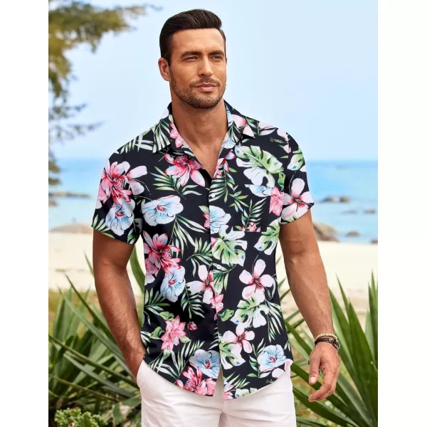 COOFANDY Mens Hawaiian Shirt Short Sleeve Button Down Shirts Tropical Summer Beach Shirts Casual Floral Aloha Shirts