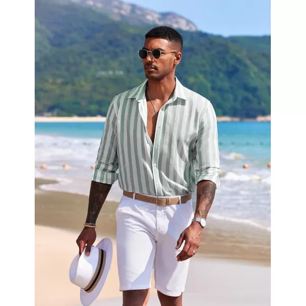 COOFANDY Men's Linen Long Sleeve Button Down Shirts Casual Business Dress Shirt