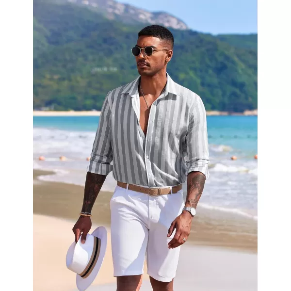 COOFANDY Men's Linen Long Sleeve Button Down Shirts Casual Business Dress Shirt