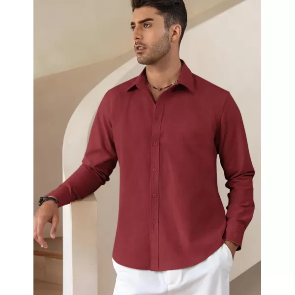 COOFANDY Men's Linen Long Sleeve Button Down Shirts Casual Business Dress Shirt