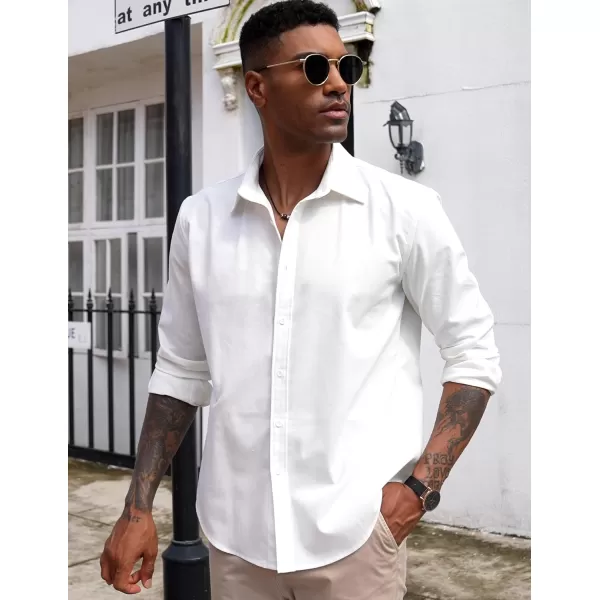 COOFANDY Men's Linen Long Sleeve Button Down Shirts Casual Business Dress Shirt