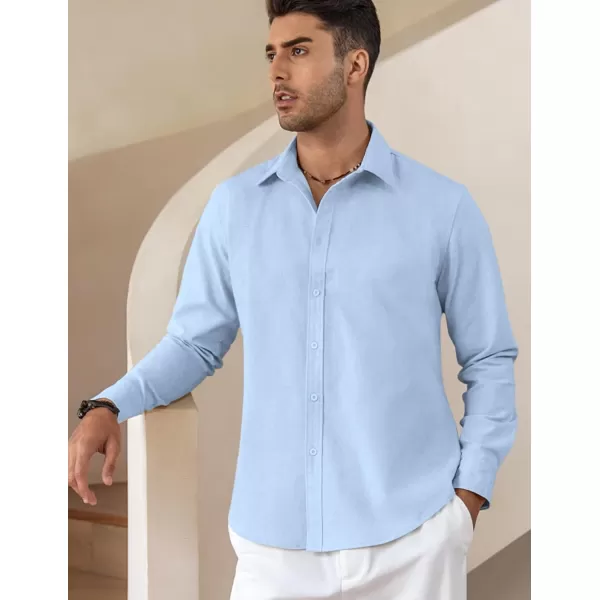 COOFANDY Men's Linen Long Sleeve Button Down Shirts Casual Business Dress Shirt