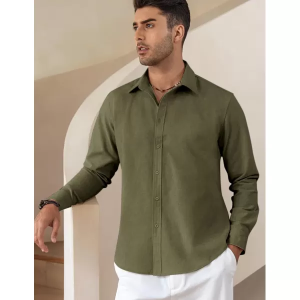 COOFANDY Men's Linen Long Sleeve Button Down Shirts Casual Business Dress Shirt