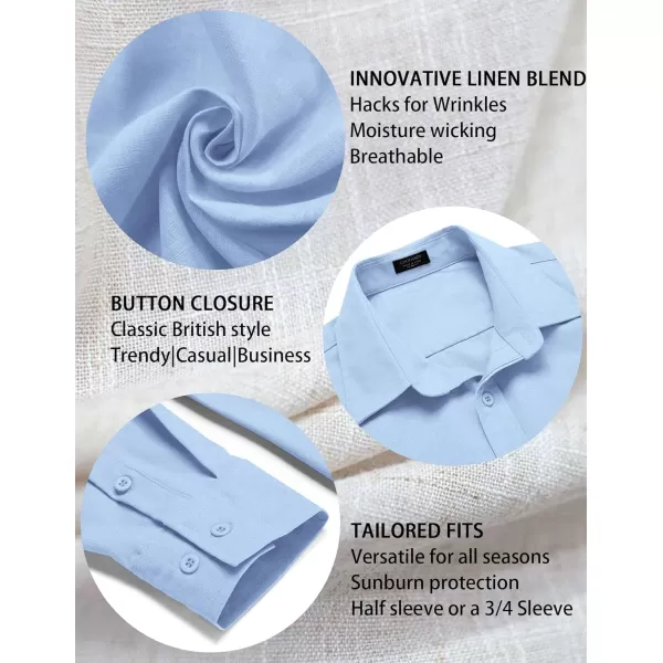 COOFANDY Men's Linen Long Sleeve Button Down Shirts Casual Business Dress Shirt