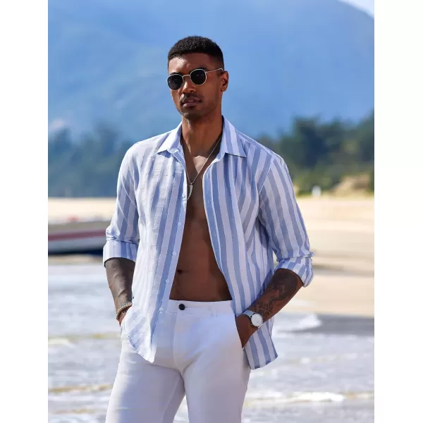 COOFANDY Men's Linen Long Sleeve Button Down Shirts Casual Business Dress Shirt