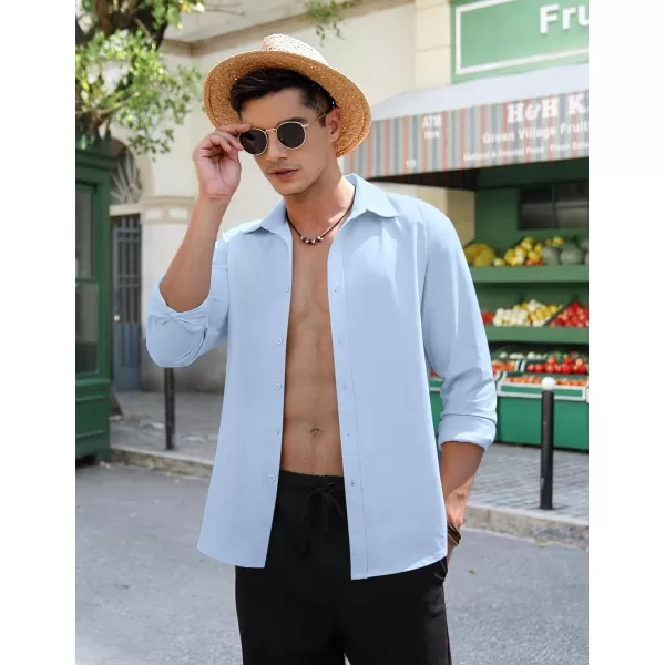 COOFANDY Men's Linen Long Sleeve Button Down Shirts Casual Business Dress Shirt