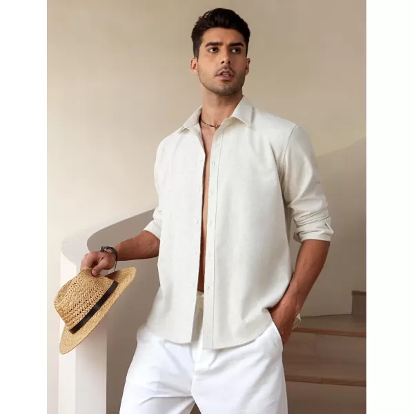 COOFANDY Men's Linen Long Sleeve Button Down Shirts Casual Business Dress Shirt
