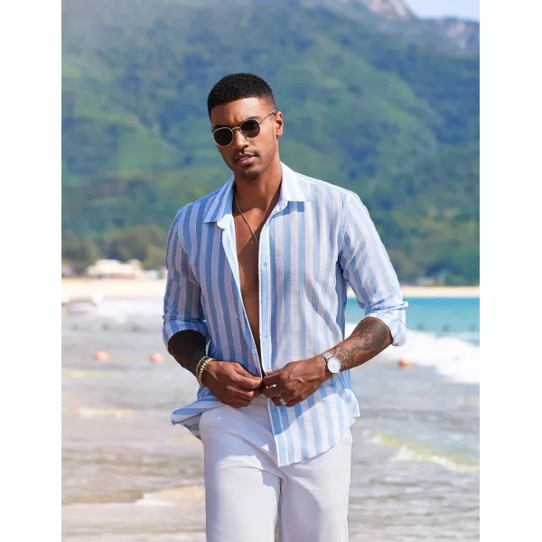 COOFANDY Men's Linen Long Sleeve Button Down Shirts Casual Business Dress Shirt