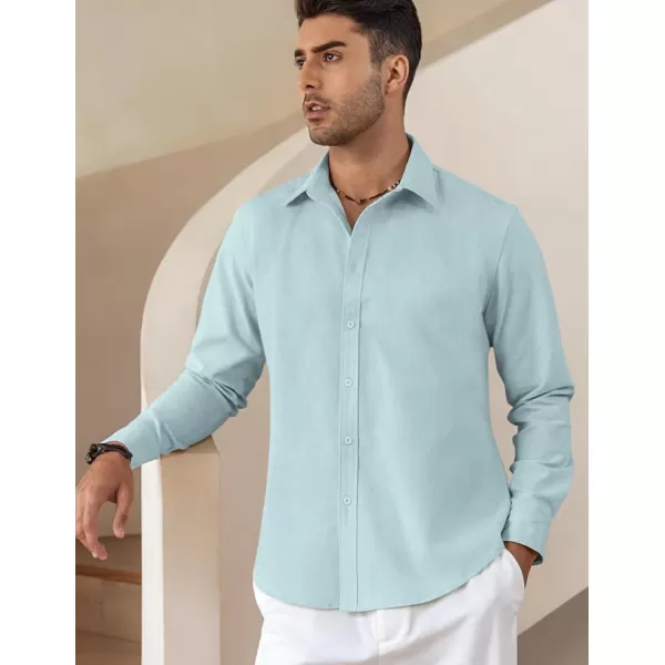 COOFANDY Men's Linen Long Sleeve Button Down Shirts Casual Business Dress Shirt