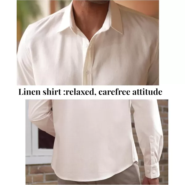 COOFANDY Men's Linen Long Sleeve Button Down Shirts Casual Business Dress Shirt