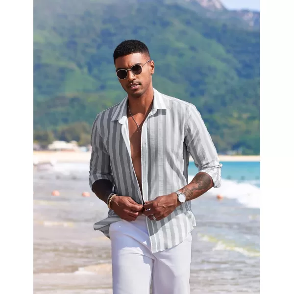 COOFANDY Men's Linen Long Sleeve Button Down Shirts Casual Business Dress Shirt