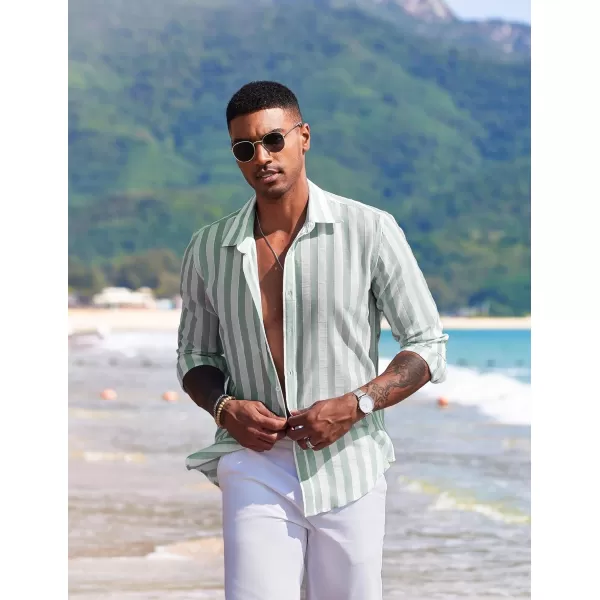 COOFANDY Men's Linen Long Sleeve Button Down Shirts Casual Business Dress Shirt