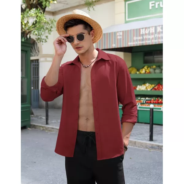 COOFANDY Men's Linen Long Sleeve Button Down Shirts Casual Business Dress Shirt