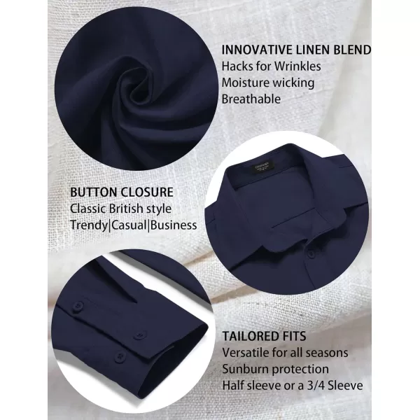 COOFANDY Men's Linen Long Sleeve Button Down Shirts Casual Business Dress Shirt