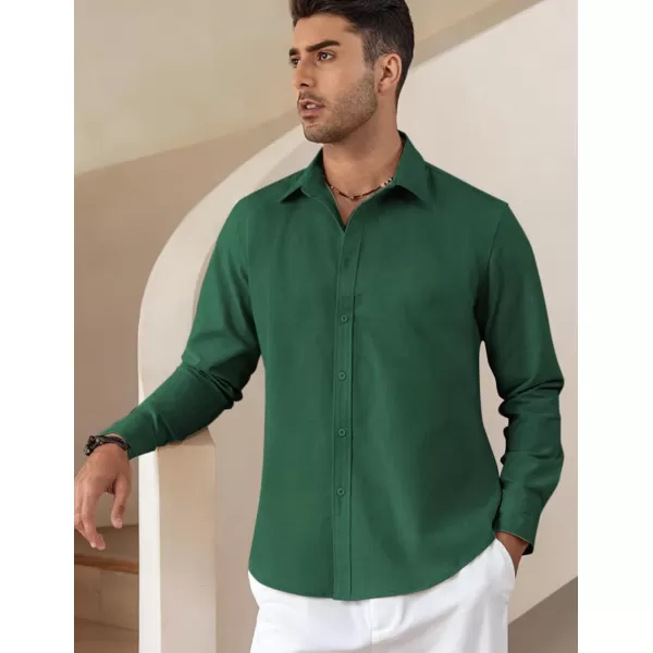 COOFANDY Men's Linen Long Sleeve Button Down Shirts Casual Business Dress Shirt