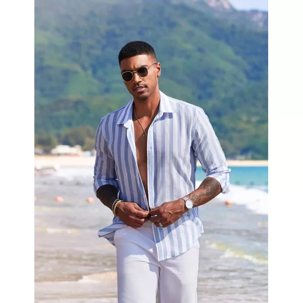 COOFANDY Men's Linen Long Sleeve Button Down Shirts Casual Business Dress Shirt