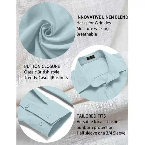 COOFANDY Men's Linen Long Sleeve Button Down Shirts Casual Business Dress Shirt