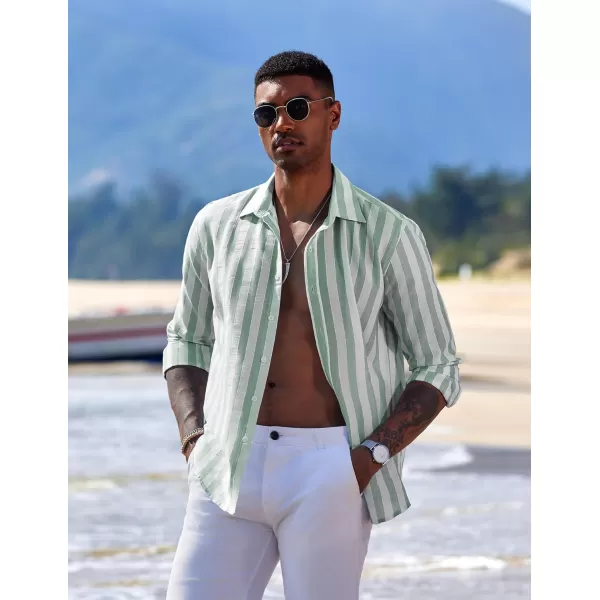 COOFANDY Men's Linen Long Sleeve Button Down Shirts Casual Business Dress Shirt