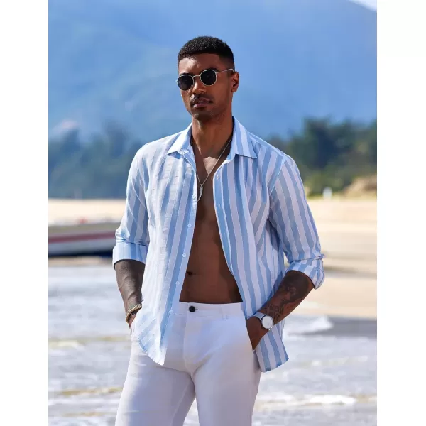 COOFANDY Men's Linen Long Sleeve Button Down Shirts Casual Business Dress Shirt