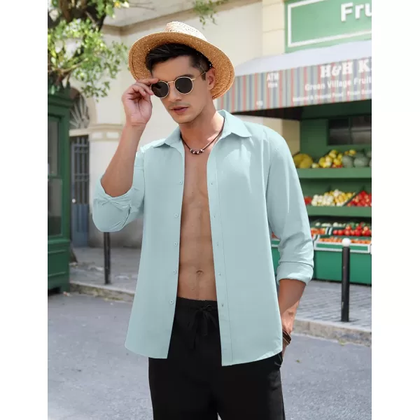 COOFANDY Men's Linen Long Sleeve Button Down Shirts Casual Business Dress Shirt