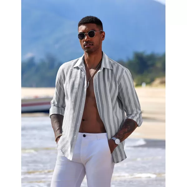 COOFANDY Men's Linen Long Sleeve Button Down Shirts Casual Business Dress Shirt