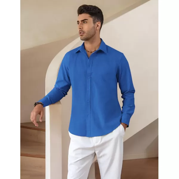 COOFANDY Men's Linen Long Sleeve Button Down Shirts Casual Business Dress Shirt