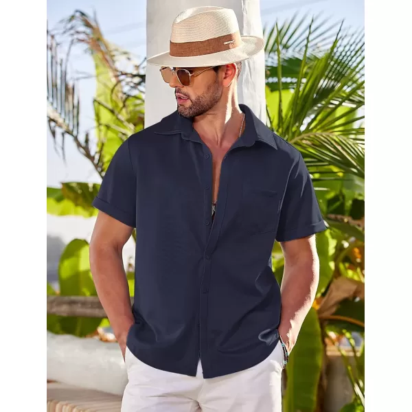 COOFANDY Mens Short Sleeve Casual Button Down Shirts Wrinkle Free Shirt Summer Untucked Dress Shirt with Pocket