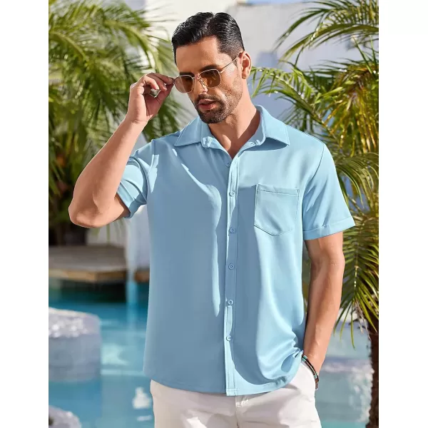 COOFANDY Mens Short Sleeve Casual Button Down Shirts Wrinkle Free Shirt Summer Untucked Dress Shirt with Pocket