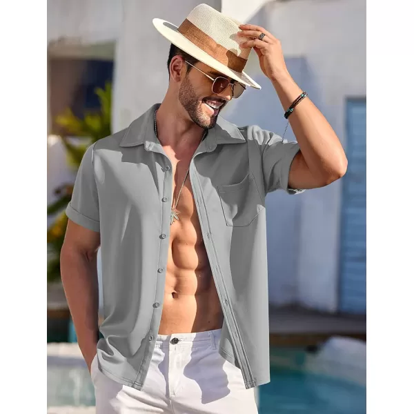 COOFANDY Mens Short Sleeve Casual Button Down Shirts Wrinkle Free Shirt Summer Untucked Dress Shirt with Pocket