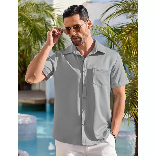 COOFANDY Mens Short Sleeve Casual Button Down Shirts Wrinkle Free Shirt Summer Untucked Dress Shirt with Pocket