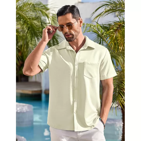 COOFANDY Mens Short Sleeve Casual Button Down Shirts Wrinkle Free Shirt Summer Untucked Dress Shirt with Pocket